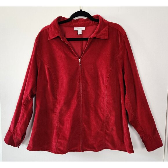 Dress Barn Jackets & Blazers - Dress Barn Red Corduroy Full Zip Shacket, 2XL, Holiday, Office, Casual, Career